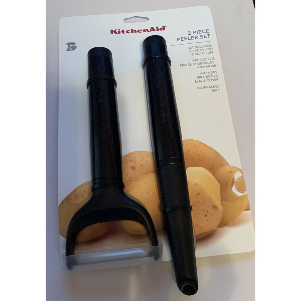 KitchenAid 2 Pc Peeler Set Black Y Peeler Euro Peeler for Fruits Vegetab…